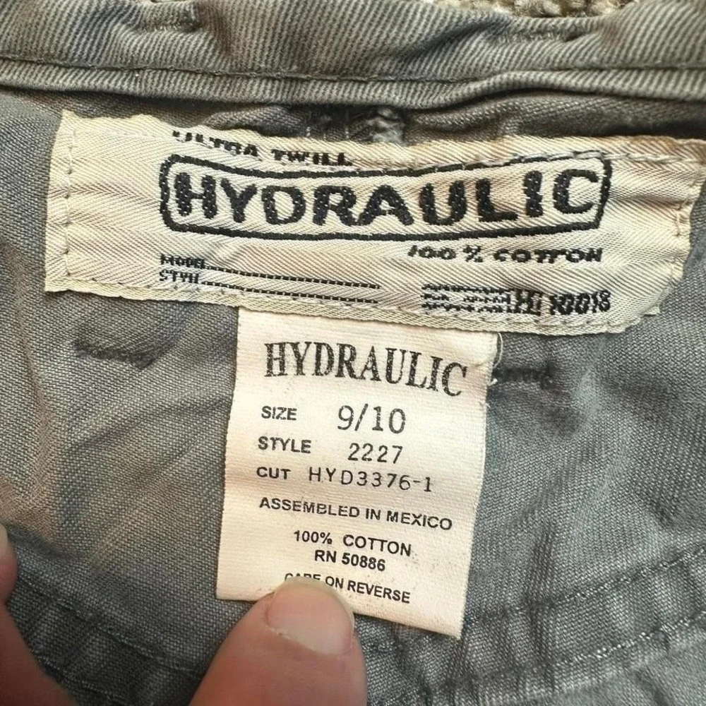 Vintage hydraulic Y2K ultra twill flat front gray green women's shorts size 9/10
